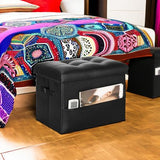 BelugaHelper Storage Ottoman Foot Rest Stool with Thicker Foam Padded Seat. Foldable Leather Footstool Bench. Small Ottoman with Storage for Living Room Bedroom Coffee Table 350 lbs, 17x13x13in, Black BelugaHelper
