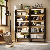 Tribesigns 70.8” Tall Black Bookcase with LED Lights - Heavy Duty 5-Tier Storage Shelf Tribesigns