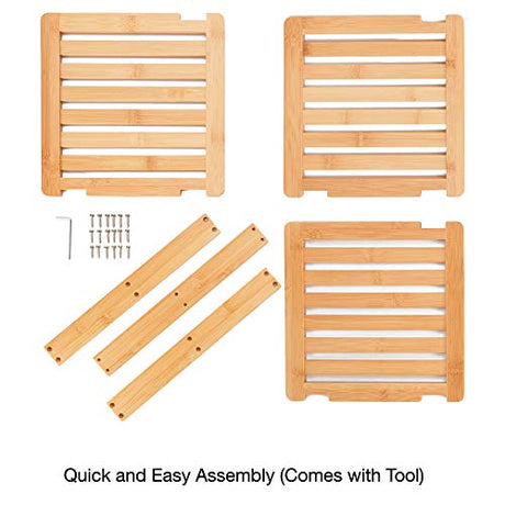 BERYLAND Bamboo Corner Shelf - 3 Tier 10 x 10 inch and 11.5 inches high. Kitchen Cabinet Organizer - Pantry Organization and Storage - Bathroom Countertop Shelves BERYLAND