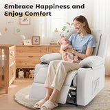 Korser Manual Recliner Chair for Adults, Small Recliners for Small Spaces, Nursery Recliner with Adjustable Backrest, Cup Holders and Side Pockets, Reclining Chair for Living Room, Beige