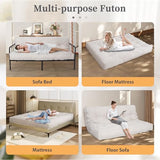 KOZIDO 8” Queen Size Futon Mattress Sofa Bed, Extra Thick Foldable Floor Mattress, Shredded Foam Filling for Adults/Teens/Pets with No Assembly Needed, Frame Not Included - Beige KOZIDO
