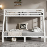 Bellemave Twin Over Full Bunk Bed with Ladders, Metal Bunk Beds Frame with Full-Length Guardrails, Heavy-Duty Bunkbed for Bedroom, Guest Room, Dorms, Noise-Reduce and No Spring Box Needed, White Bellemave