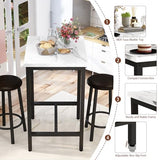 LTTROMAT Dining Table Set, 23.6” Square Faux Marble Table with 2 PU Upholstered Backrest Chairs, 3-Piece Kitchen Dining Room Set for Small Spaces, Kitchen, Restaurant Furniture, White LTTROMAT