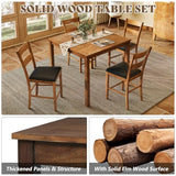 AMERLIFE Solid Wood 5-Piece Dining Table Set, Mid Century Modern Dining Set W/ 4 Chairs, Chairs with Curved Backrests & PU Cushioned, Space Saving, Black/Walnut AMERLIFE