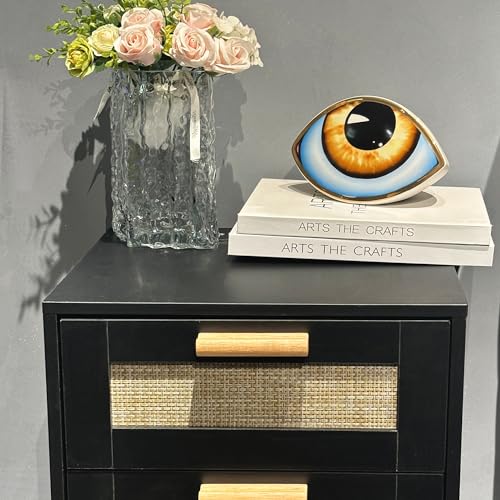 Ltysh Nightstand with Charging Station,2 Set Rattan Night Stand with Solid Wood Legs, Bedside Table with USB Ports & Outlets Bed Side Table,End Table for Bedroom,Living Room(Black-Set 2) Ltysh