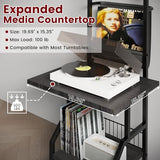 Lutown-Teen Record Player Stand with Vinyl Storage, Record Player Table Holds up to 200 Albums, 5-Tier Turntable Stand for Living Room, Black Lutown-Teen