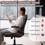 Nexthro Executive Office Chair PU,Leather Office Chair with Wheels,360° Swivel Rolling Chair with Padded Arms,Ergonomic Computer Chair with Lumbar Support for Short People Use(Black) Nexthro