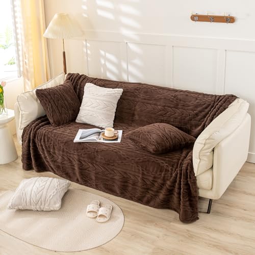 YUSOKI Twin XL Blanket Single Layer,Weight(3.1lb),370GMS-3D Stylish Design for Gift Home Decor (Brown,65"x90") YUSOKI