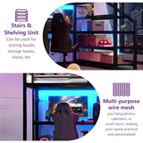 Bellemave Full Loft Bed with Desk & Storage Stairs, Metal Full Size Loft Bed Frame with Iron Nets, LED Lights & USB Ports, Heavy Duty Adult LoftBed for Bedroom, Noise-Free, Black Bellemave