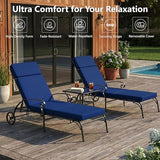 Honorbox 72 x 21 Inch Outdoor Chaise Lounge Cushions Set of 2 - Removable Cover, 4-Section Design, Water-Repellent & Fade-Resistant, 6 Tie Straps, Replacement for Patio & Pool Chairs - Navy