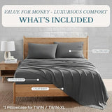 Casa Platino Luxury Bed Sheet Set – Ultra-Soft, Pre-Washed, Cozy and Breathable, 100% Brushed Premium Microfiber with Deep Pockets for a Secure Fit – Twin, Charcoal Casa Platino