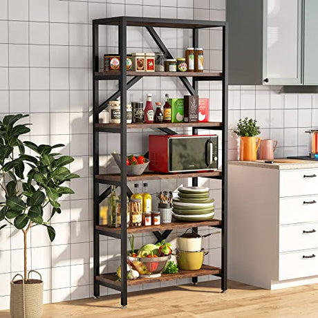 Tribesigns 71 Inch Rustic Brown Industrial Bookshelf with 6 Open Shelves for Versatile Home Storage Tribesigns