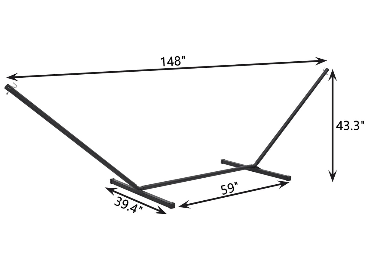 SUPERJARE 12 FT Hammock Stand Only, 450 lbs Capacity Heavy Duty Steel Hammock Stand, Portable Carrying Bag, 2 Person, Rust-Resistant Finish, Perfect for Patio, Camping, Indoor, Outdoor - Black SUPERJARE
