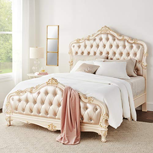 Acme Chantelle Queen Bed in Rose Gold PU & Pearl White ACME Furniture