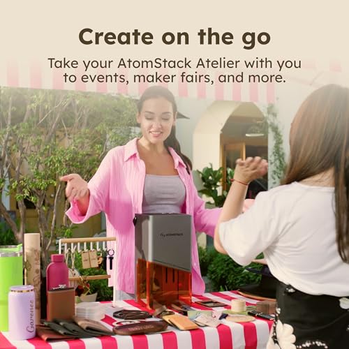 AtomStack Atelier - 12 Watt Diode Galvo Engraving and Cutting - Ultrafast 4000mm/s - Camera - Portable and Mini Laser Engraver and Laser Cutter - Personalise Wood, Paper, Leather, Cardboard and More ATOMSTACK