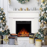 R.W.FLAME 43” Electric Fireplace Mantel Wooden Surround Firebox, TV Stand with Freestanding Electric Fireplace, Remote Control, Adjustable Led Flame, 750W/1500W Pearl White R.W.FLAME