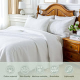 Aqzuxira White 100% Cotton Quilt Set Twin Size, 3 Piece Modern Textured Bedspread with Coin Pattern, Lightweight Crinkly Coverlet Sham Set, Soft Minimalist All Season Bedding, Garment-Washed Aqzuxira