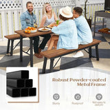 Tangkula Set of 2 Folding Acacia Wood Benches – 55-Inch Backless Outdoor Dining Seating for 2-3 People Tangkula