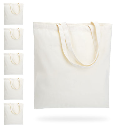 HTVRONT Canvas Tote Bag 6 Pack - 10 Oz Sublimation Tote Bags Blank Lightweight, Reusable Grocery Bags Sustainable Eco Friendly, Use for DIY Gift Bags, Heat Transfer, Sublimation