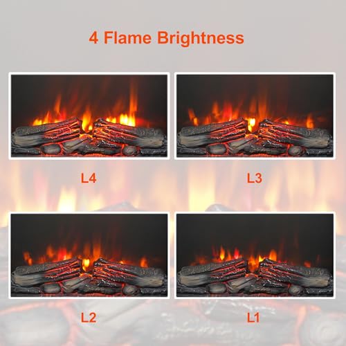 Innoflame 23" Electric Fireplace, Realistic Flame & Logs, Adjustable Thermostat & Flame Brightness, Fireplace Insert with Remote, 8H Timer, Overheating Protection, 1400W (23" X 19 3/4") Innoflame