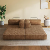 WLIVE 87'' Futon Sofa Bed, Convertible Sleeper Sofa, Folding Pull Out Couch Boneless Mattress with Fixed Frame, Corduroy, with Storage Pocket, Brown WLIVE