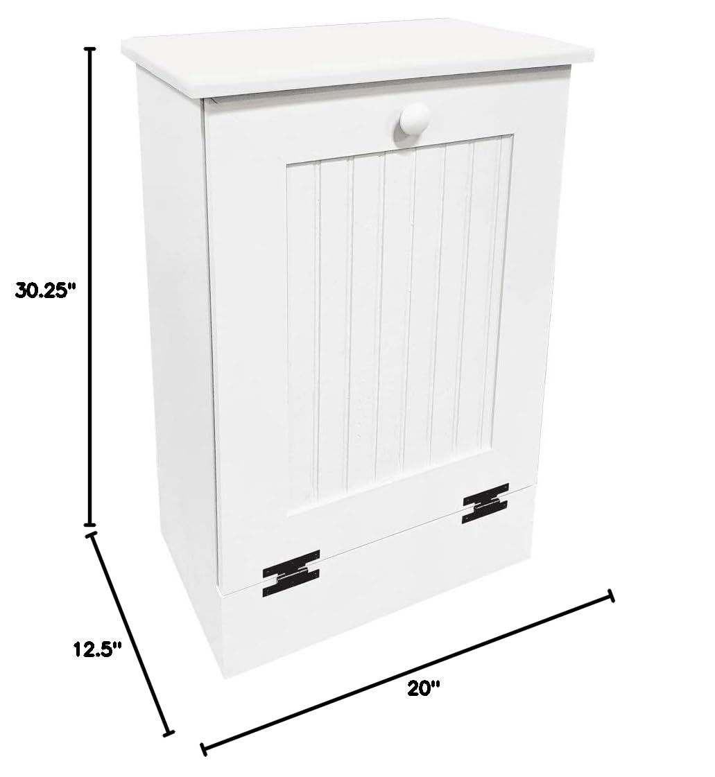 Tilt Out Wooden Trash Cabinet (Solid - Cottage White) Sawdust City