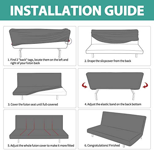 MIFXIN Futon Slipcover Armless Folding Sofa Cover Stretch Elastic Couch Furniture Protector for 3 Seat Foldable Futon Sofa Bed Without Armrests (Blue Maple Leaf) MIFXIN