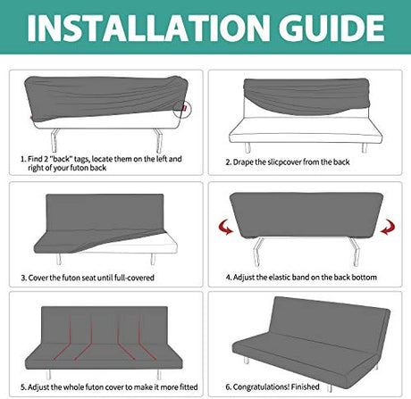 MIFXIN Armless Sofa Cover Futon Slipcover Stretch Elastic Folding Sofa Bed Non-Armrest Couch Furniture Protector Spandex Printed Washable Sofa Cover Without Armrests (Grey Blue Leaf) MIFXIN