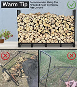 Koutemie 8Ft Outdoor Firewood Rack Holder for Fireplace Wood Storage, Adjustable Fire Log Stacker Stand, Black Koutemie