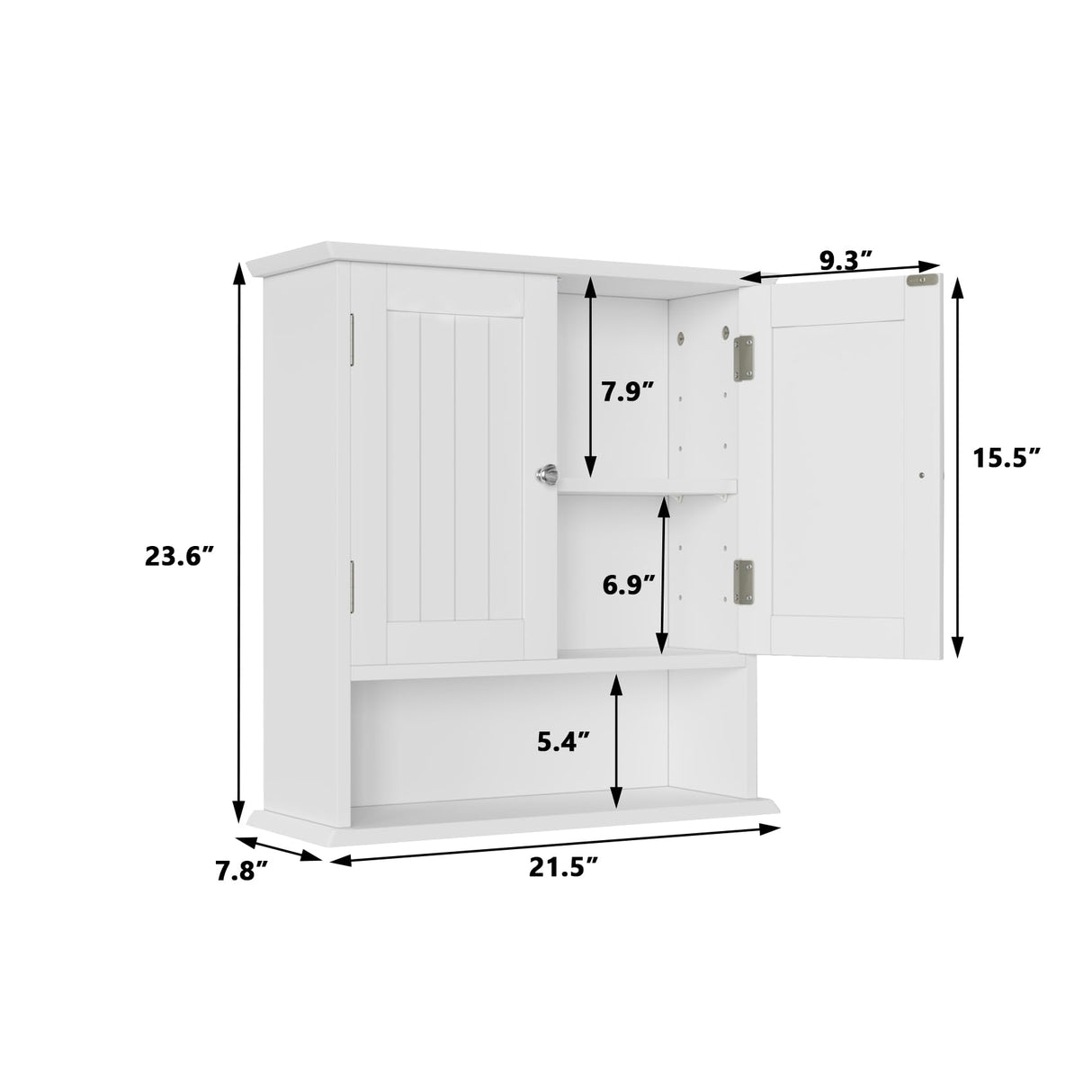 Smuxee White Bathroom Cabinet Wall Mounted, Small Bathroom Medicine Cabinet with 2 Door Adjustable Shelves, Bathroom Wall Cabinet Over Toilet for Laundry Room Kitchen Smuxee