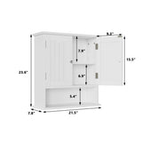 Smuxee White Bathroom Cabinet Wall Mounted, Small Bathroom Medicine Cabinet with 2 Door Adjustable Shelves, Bathroom Wall Cabinet Over Toilet for Laundry Room Kitchen Smuxee