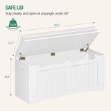 Hzuaneri 43.3" Storage Chest, Extra Large Storage Trunk with 2 Safety Hinges, Lift-Top Bench Box, Wooden Chest Organizer, Shoe Bench for Entryway, Bedroom, Living Room, White SB25503X Hzuaneri