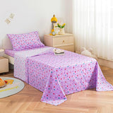 Viviland 3 Pieces Girls Purple Twin Sheet Set - Soft Microfiber Fitted Flat Sheets & Pillowcase - Colorful Hearts Printed Bedding Sets - for Kids & Toddlers Viviland