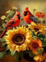 Diamond Painting for Adults Kits, 5D Cardinal Diamond Art Kits for Beginners, DIY Full Drill Sunflowers Diamond Gem Art Kits for Home Wall Decor 12x16 Inch Mrnsiet