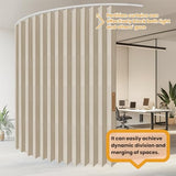 JILRON Accordion Folding Room Partition with Ceiling Track - Retractable Room Divider Curtain, Effortless Setup(Beige 100" W x 84" L-Pack of 1) Jilron