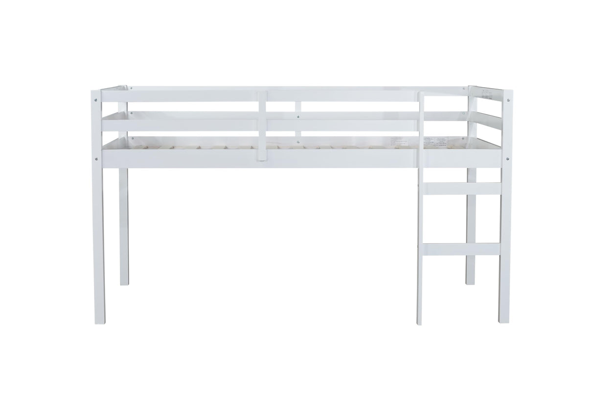 Bellemave Twin Size loft Bed for Kids, Kids loft Bed with Ladder, Wooden loft Bed for Kids, Low loft Bed, White Bellemave