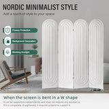 Aletheiawu Room Divider and Folding Privacy Screen 4 Panel Wood Arched Room Divider Wall, Separators Divider for Room Separation, Folding Portable Partition Screen for Home Office Bedroom (White) Aletheiawu