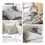 Simple&Opulence 100% Linen Duvet Cover Set 3pcs Basic Style Natural French Washed Flax Solid Color Soft Breathable Farmhouse Bedding with Button Closure - Linen, Queen Simple&Opulence
