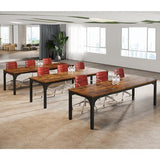 Trggivs 6.56 FT Conference Table, Super Sturdy Large Rectangle Meeting Seminar Table for 8 Person, Long Business Tables (Brown, 1PC) Trggivs