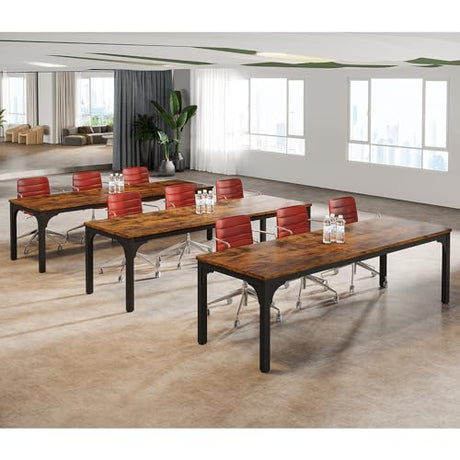 Trggivs 6.56 FT Conference Table, Super Sturdy Large Rectangle Meeting Seminar Table for 8 Person, Long Business Tables (Brown, 1PC) Trggivs
