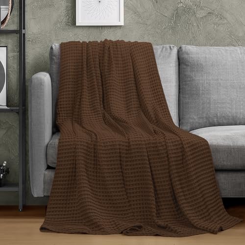 Utopia Bedding Brown 100% Cotton Waffle Blanket 300 GSM [King - 90x108 Inch] Soft Lightweight Breathable Bed Blanket for All Season Utopia Bedding