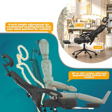 Ergonomic Office Chair with Footrest - Adjustable Lumbar Support & Headrest, 90-160° Reclining Mesh Back Computer Chair - Home Office/Gaming, 350lbs Capacity (SGS Certified) CYKOV
