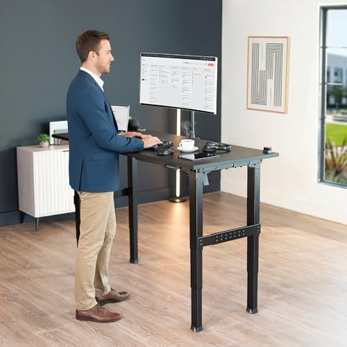 VIVO Premium Electric 4-Leg Dual Motor Standing Desk Frame for Table Tops up to 107 x 53 inches and 330 lbs, Memory Controller Height Adjustment, Frame Only, Black, DESK-E-P4B VIVO