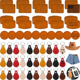iFForce 60 Pcs Lasable Engravable Blanks - Leatherette Iron on Hat Patches & PU Leather Key Fob Kit for DIY Custom Laser Engraving Craft Gifts iFForce