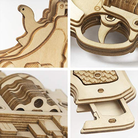 ROBOTIME 3D Wooden Puzzle Rubber Band Gun Model Toy DIY Craft Kits | Brain Teaser Gifts for Kids & Adults(Corsac M60) ROBOTIME
