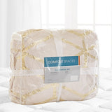 Comfort Spaces Vivian Comforter Set Ultra Soft All Season Lightweight Modern Geometric Glam Metallic Print Bedding, Matching Sham, Decorative Pillow, Full/Queen, Geometric Blush/Gold Comfort Spaces