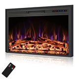 Rodalflame 36" Width Electric Fireplace Inserts with Adjustable Flame Colors, Fireplace Heater with Touch Screen & Remote Control, Recessed in Wall, 750/1500W, Timer RODALFLAME