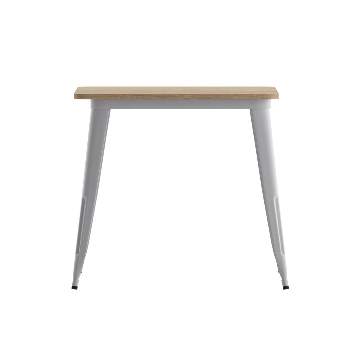 Flash Furniture Declan Commercial Outdoor Dining Table, All Weather Poly Resin Top with Steel Base, 31.5" Square, Brown/Silver Flash Furniture