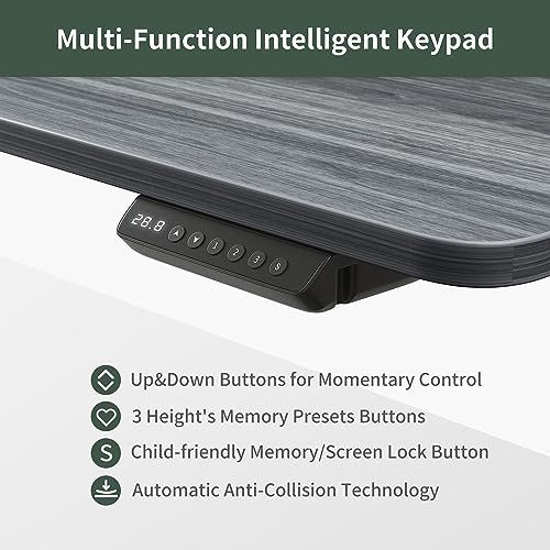FEZIBO 48" Electric Standing Desk with Shelves, 48 x 24 Inch Sit Stand Rising Desk with Monitor Stand and Storage, Ergonomic Home Office Computer Desk, Rustic FEZIBO