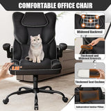 Ergonomic Office Chair with Flip-up Armrests 300lbs,Middle-Tall Computer Office Desk Chair with Lumbar Support,Executive Leather Chair with Rocking Function Adjustable Height for Home Office Box DesignLab